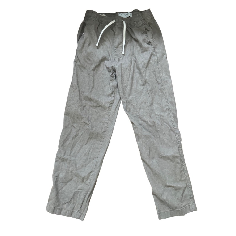 Hollister Linen Blend Pants Size XS Brown‎ Loose Fit Drawstring Casual Pants